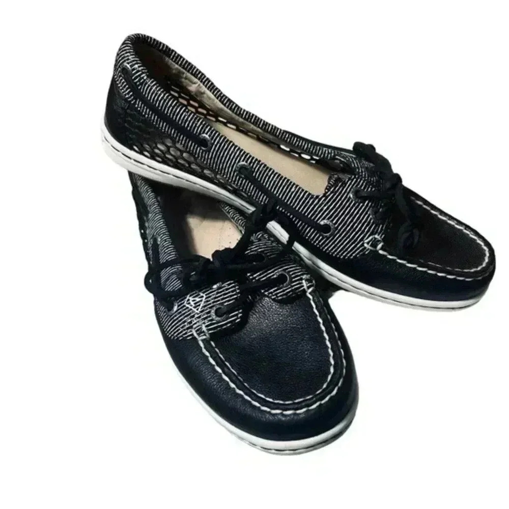 Sperry Top-Sider Boat Shoes Women's Size 7.5 | Black & Multicolor Leather